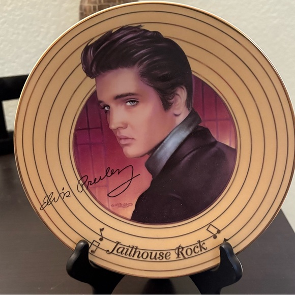 Gold “Jailhouse Rock” Record Plate with Signature & Portrait - Picture 1 of 5
